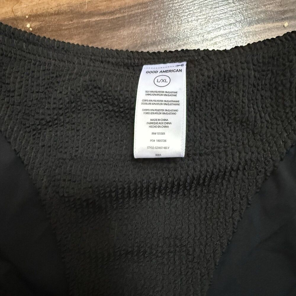 Good American Black Textured Bikini Bottom Size L/XL Grunge Goth Cruisewear NWT